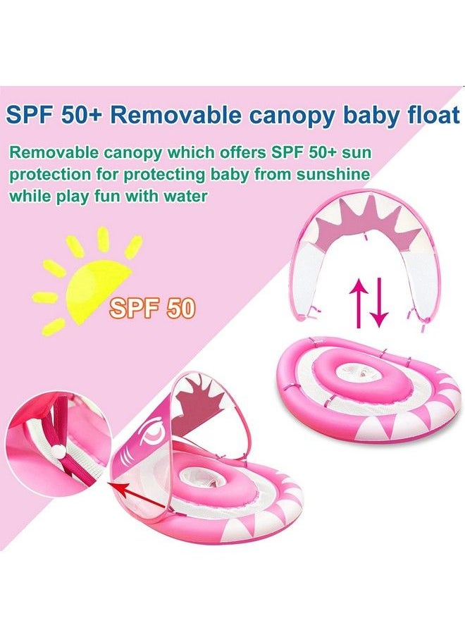 Camlinbo Baby Swimming Pool Float Ring With Removable Sun Canopy Safety Seat Newest Double Airbag Inflatable Babies Floatie Spring Swim Trainer Newborn Infant Toddler Girls 6 36 Months (Pink)  - Image 3