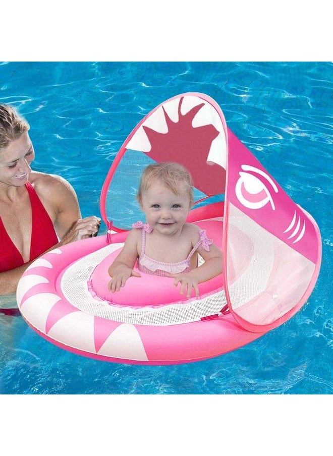 Camlinbo Baby Swimming Pool Float Ring With Removable Sun Canopy Safety Seat Newest Double Airbag Inflatable Babies Floatie Spring Swim Trainer Newborn Infant Toddler Girls 6 36 Months (Pink)  - Image 2