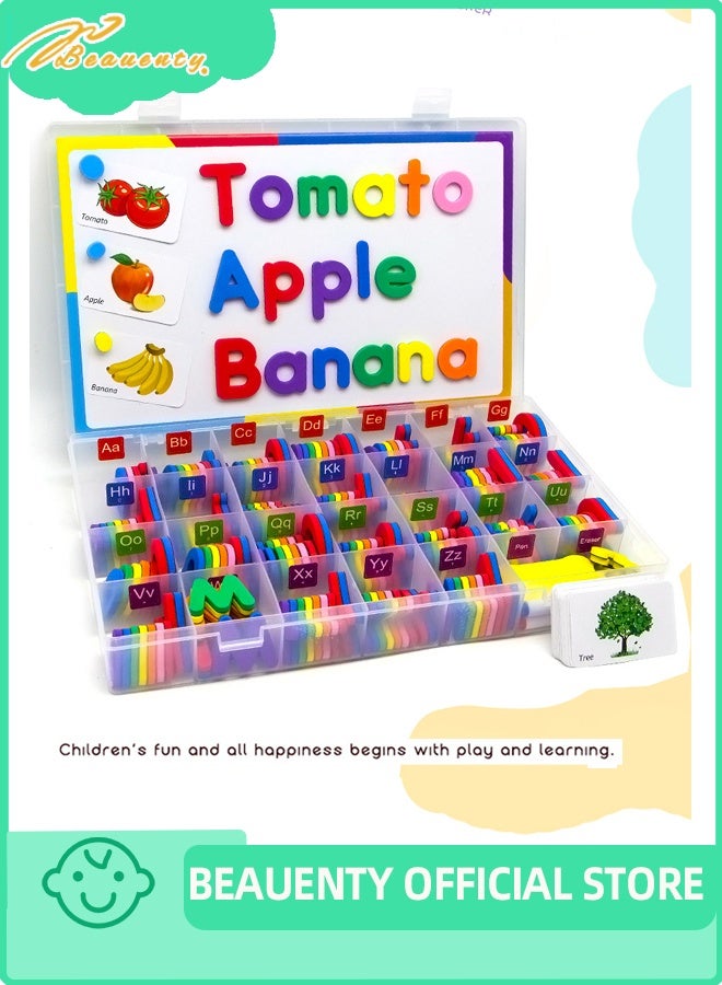 Beauenty Classroom Magnetic Letters Kit Colorful with Double - Side Magnet Board - Foam Alphabet Letters for Preschool Kids Toddler Spelling and Learning (English) - Image 1