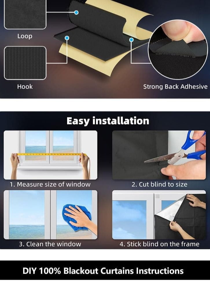 Aideli Blackout Blind 145x200cm - 420D Trimmable Portable Blackout with Starry Sky | No Drill Stick-On for Any Window - Image 3