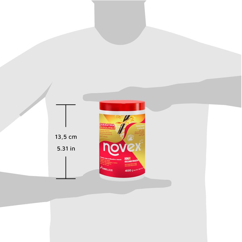 NOVEX قناع شعر كيراتين برازيلي من نوفكس، 14 أونصة - كيراتين إعادة بناء، التحكم في التجاعيد وإصلاح الأضرار - Image 3