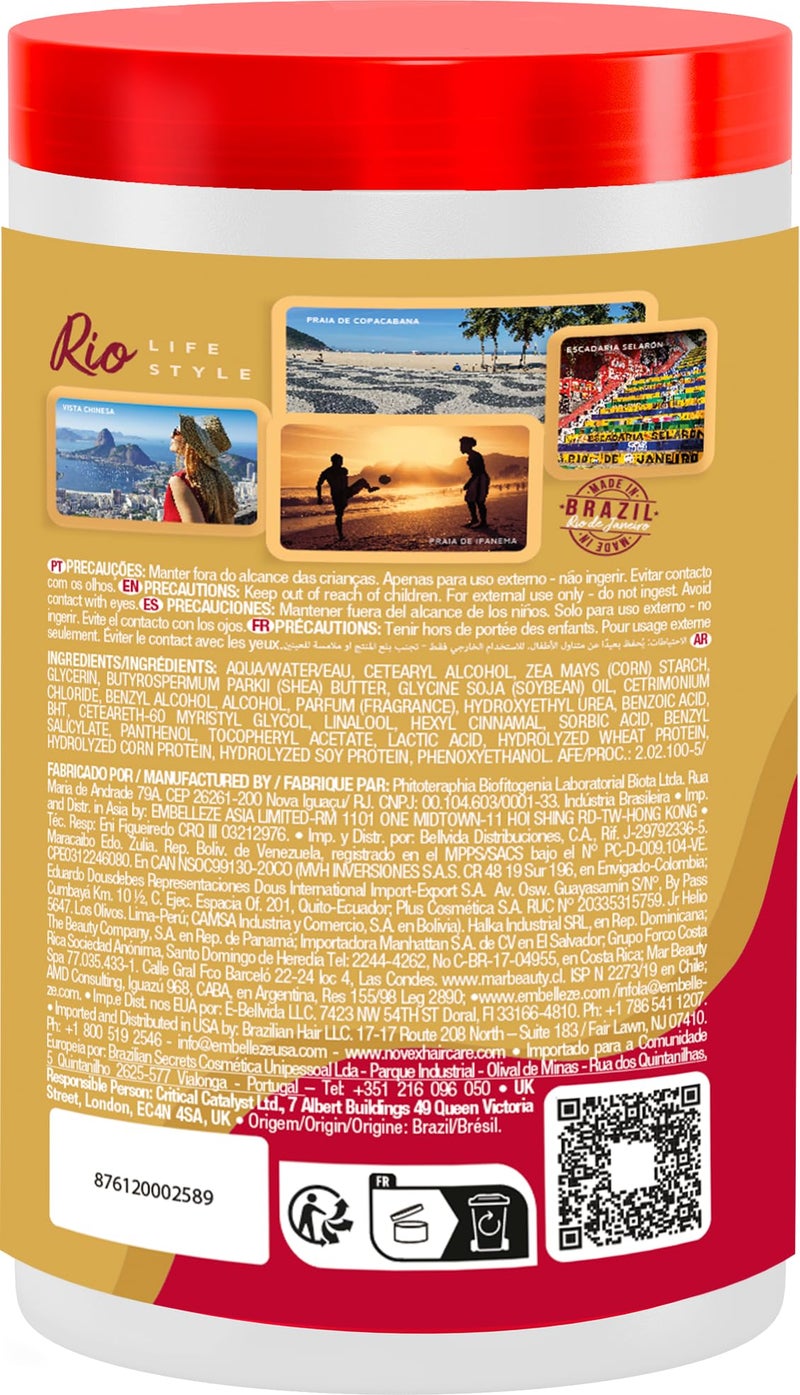 NOVEX قناع شعر كيراتين برازيلي من نوفكس، 14 أونصة - كيراتين إعادة بناء، التحكم في التجاعيد وإصلاح الأضرار - Image 2