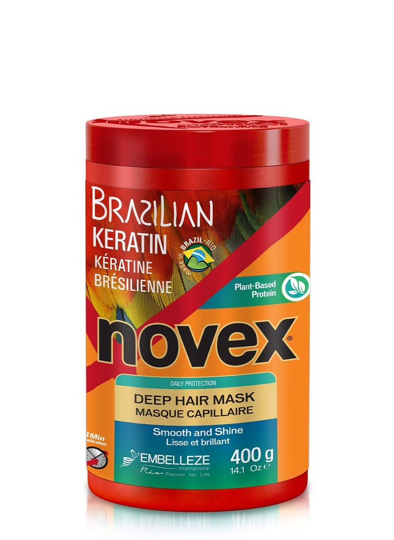 NOVEX Novex Brazilian Keratin Hair Mask, 14 Oz - Reconstructive Keratin, Frizz control & Damage Repair  - Image 1