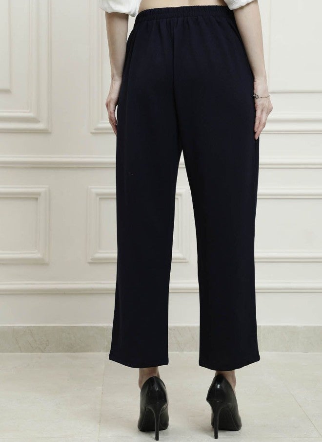 Athena Black Relaxed Fit Formal Trousers for Women - Image 4