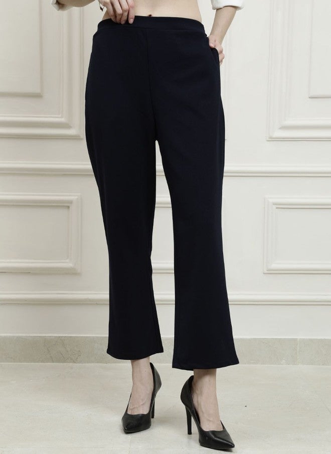 Athena Black Relaxed Fit Formal Trousers for Women - Image 1