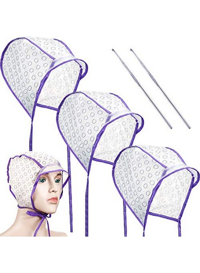 WILLBOND 20 Pieces Hair Highlight Cap Kit Disposable Highlight Tipping Cap Salon Hair Coloring Dyeing Hair Cap With 2 Pieces Metal Hooks For Salon And Home Use Hair Highlighting Coloring Supplies (Purple) - Image 1