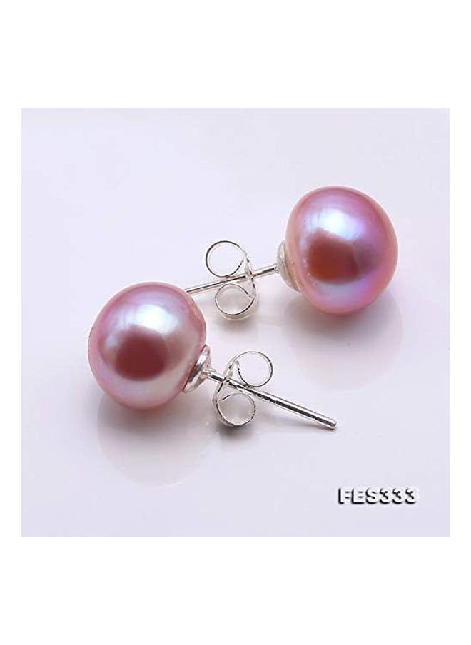Generic 10mm Round Freshwater Pearl Stud Earrings in Sterling Silver  - Image 2