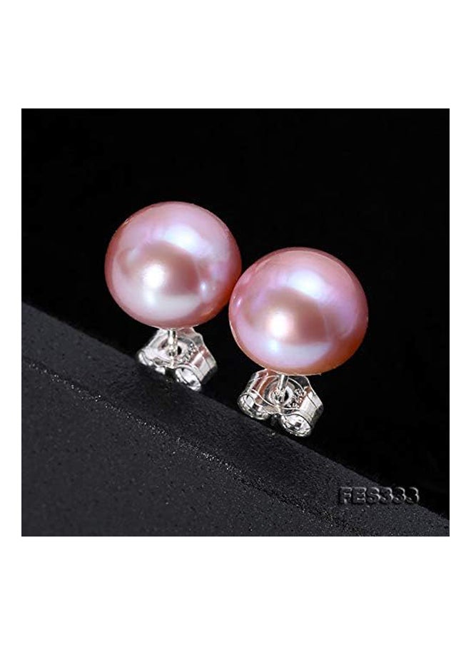 Generic 10mm Round Freshwater Pearl Stud Earrings in Sterling Silver  - Image 4