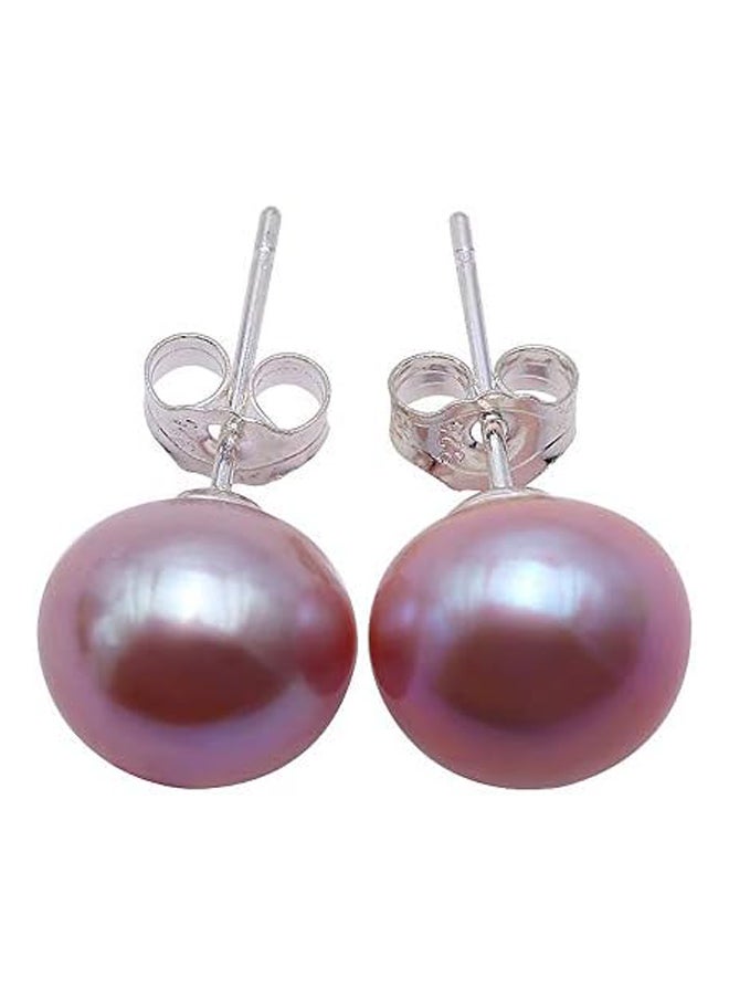 Generic 10mm Round Freshwater Pearl Stud Earrings in Sterling Silver  - Image 1