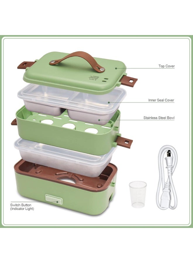 Electric Lunch Box, 2-Layer Portable Food Heater & Warmer with 15-Minute Fast Heating, Leak-Proof Self-Cooking Container for Office, Home, Travel, Students & Adults - Image 2
