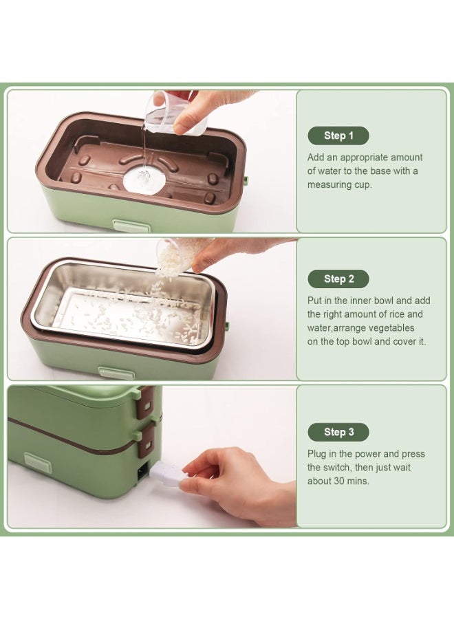 Electric Lunch Box, 2-Layer Portable Food Heater & Warmer with 15-Minute Fast Heating, Leak-Proof Self-Cooking Container for Office, Home, Travel, Students & Adults - Image 3