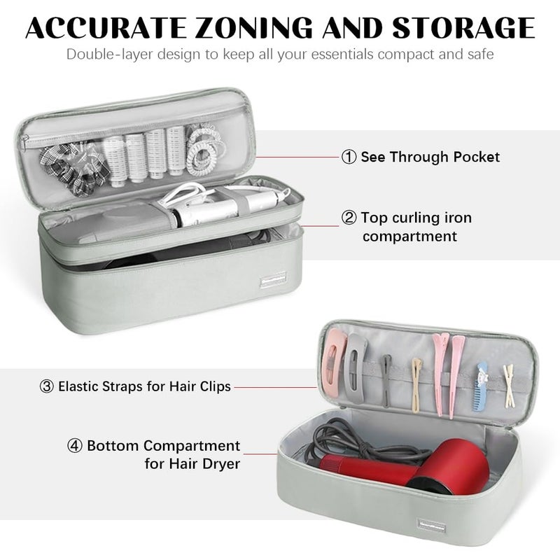 May Create MAYCREATE® Travel Carrying Case for Dyson Airwrap Brush Hair Dryer Shark Flexstyle Double-Layer Hair Accessories Tools Storage Bag for Revlon Hairdryer Styler Organizer, Grey (Bag Only) - Image 3