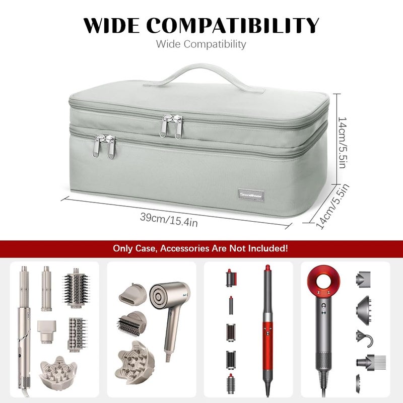 May Create MAYCREATE® Travel Carrying Case for Dyson Airwrap Brush Hair Dryer Shark Flexstyle Double-Layer Hair Accessories Tools Storage Bag for Revlon Hairdryer Styler Organizer, Grey (Bag Only) - Image 2