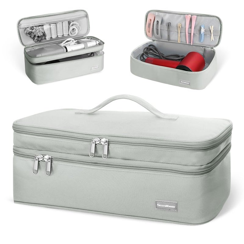 May Create MAYCREATE® Travel Carrying Case for Dyson Airwrap Brush Hair Dryer Shark Flexstyle Double-Layer Hair Accessories Tools Storage Bag for Revlon Hairdryer Styler Organizer, Grey (Bag Only) - Image 1