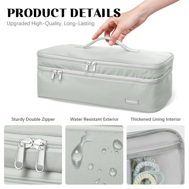 May Create MAYCREATE® Travel Carrying Case for Dyson Airwrap Brush Hair Dryer Shark Flexstyle Double-Layer Hair Accessories Tools Storage Bag for Revlon Hairdryer Styler Organizer, Grey (Bag Only) - Image 4