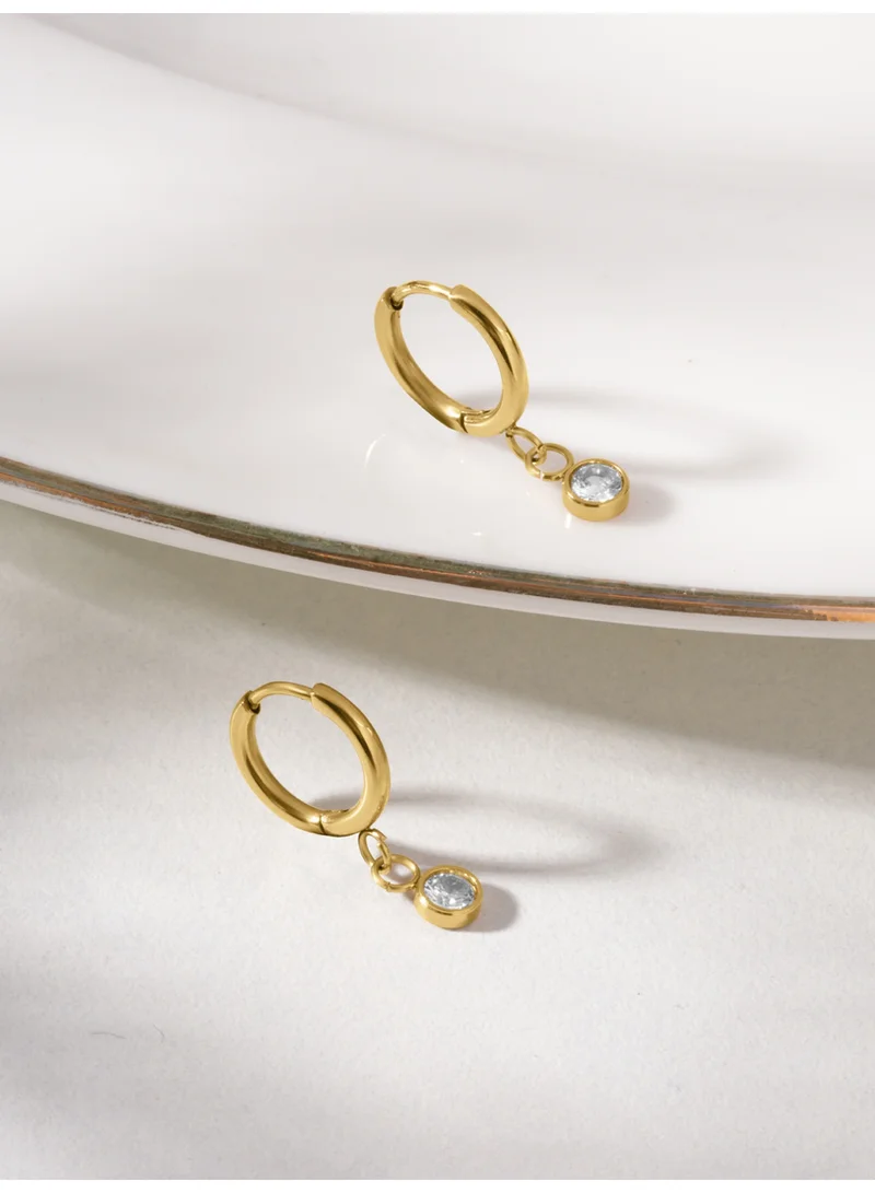Palmonas 18K Gold Tone Plated Orbit Crystal Accent Drop Earring For Women - Waterproof & Anti-Tarnish