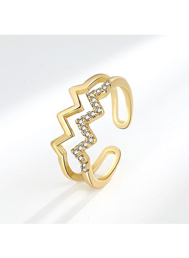 Beyond Diamond Wave Ring, Anti Fading Titanium Ring, Luxury Gold Ring (Golden) - Image 4