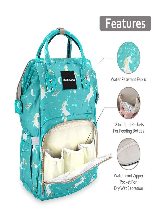 PACKNBUY Baby Diaper Bag for Mothers for Travel with Multiple Pockets, Insulated Bottle Holders, Wide Opening, Back Zipper Access, Water Resistant, Spacious Large Size Maternity Bag (Green) - Image 2