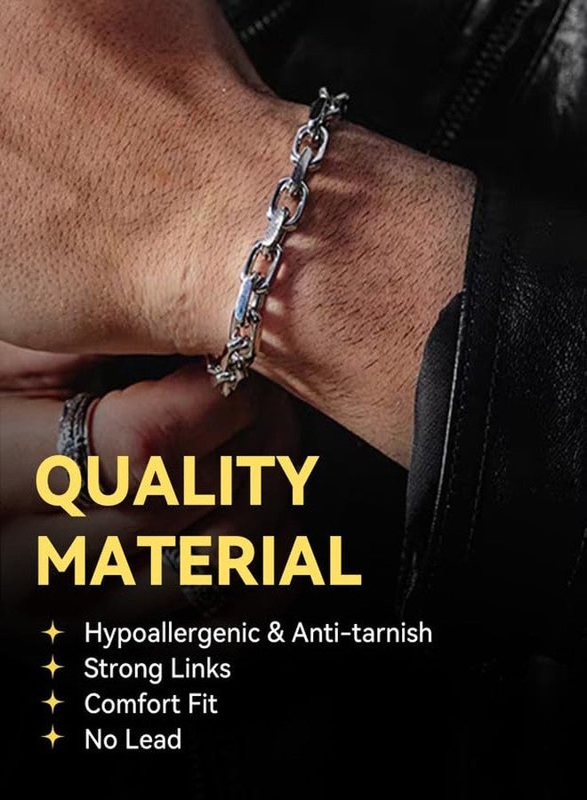 ChainsHouse Cable Chain Bracelet 9mm 7.5 inch 316l Stainless Steel Sturdy and Hip Hop Men Bangle Bracelet - Image 2