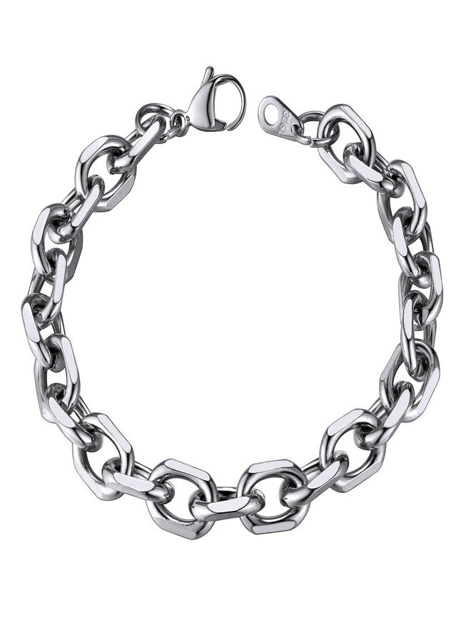 ChainsHouse Cable Chain Bracelet 9mm 7.5 inch 316l Stainless Steel Sturdy and Hip Hop Men Bangle Bracelet - Image 1
