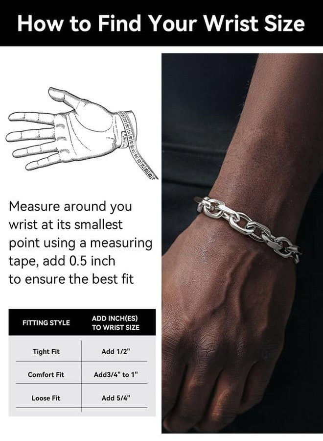 ChainsHouse Cable Chain Bracelet 9mm 7.5 inch 316l Stainless Steel Sturdy and Hip Hop Men Bangle Bracelet - Image 5