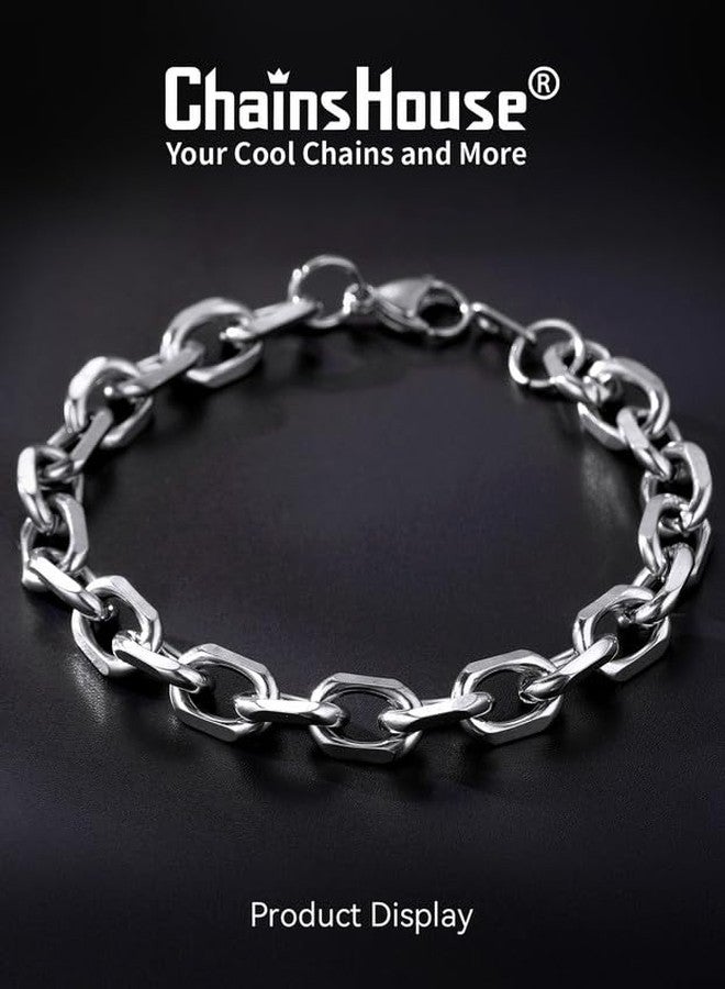 ChainsHouse Cable Chain Bracelet 9mm 7.5 inch 316l Stainless Steel Sturdy and Hip Hop Men Bangle Bracelet - Image 3