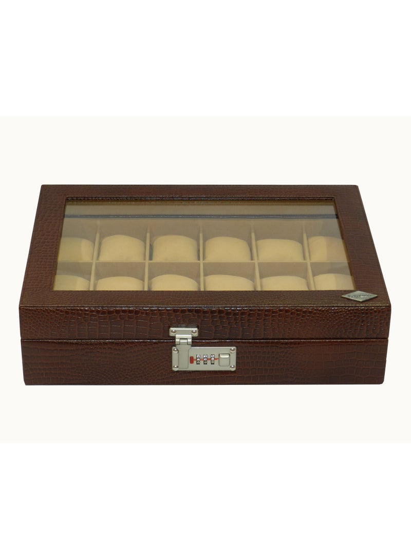 LAVERI LEATHER Laveri Watch Box for Men Women (18 Slots), Premium  Leather Watch Case  Organizer with Crystal Glass Top, Removable Pillow - Image 2