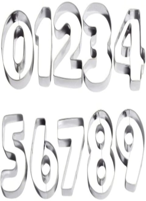 Numbers Dough Cutter from 0 to 9, Silver44627