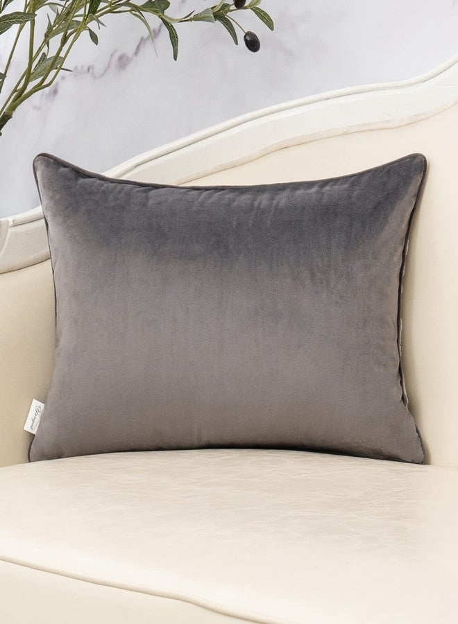 Yangest Grey Throw Pillow Cover Velvet Cushion Cover Branches Rectangular Pillowcase for Sofa Couch Bedroom Living Room, 12x20 Inch - Image 2