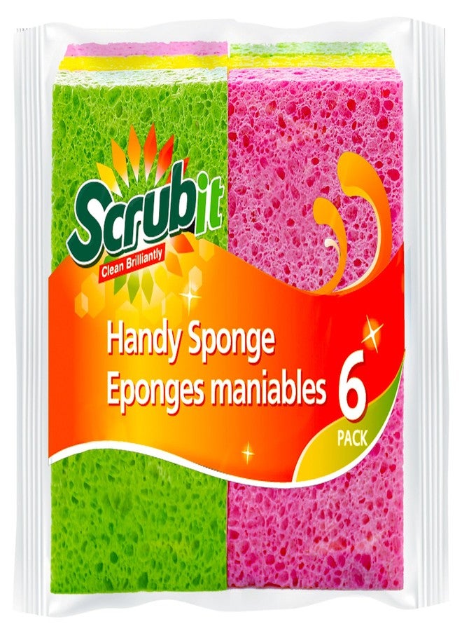 SCRUBIT Cellulose Scrub Sponge - Kitchen Cleaning Sponges for Dishes, Pans, Pots & More- 6 Pack Dishwashing Sponges - Colors and Packaging May Vary - Image 1