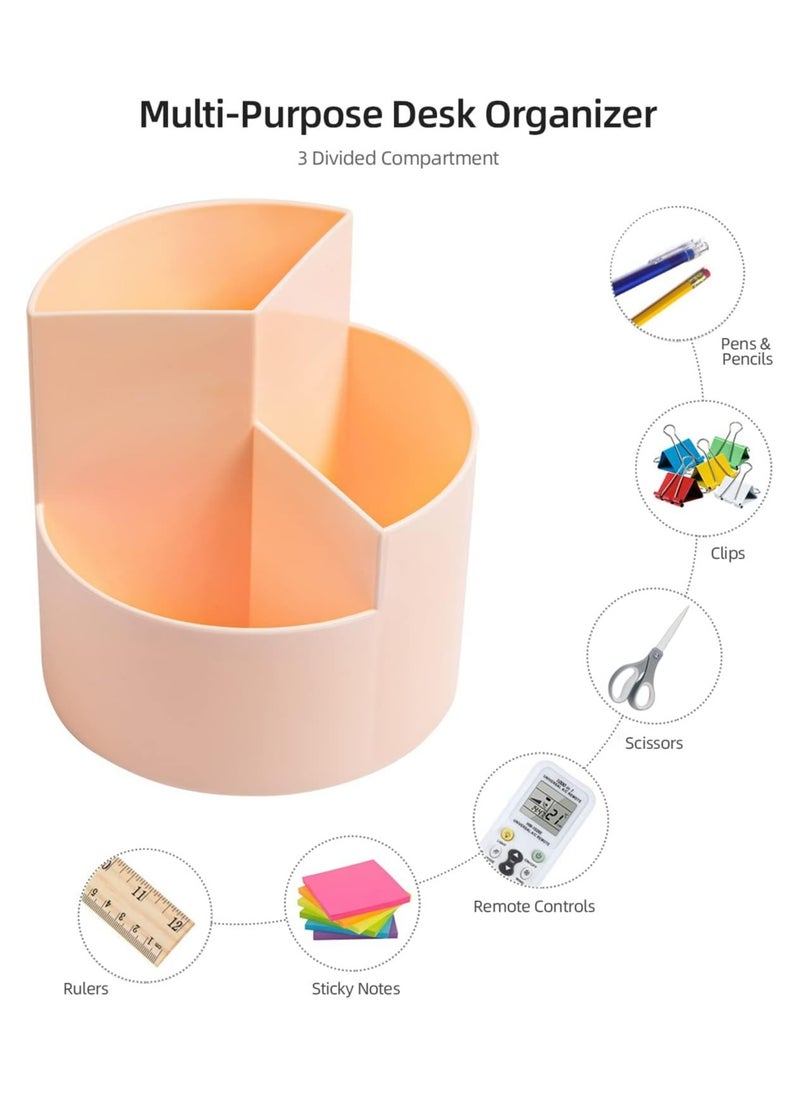 Oasisgalore 360° Rotating Pen Holder - Cute 3-Slot Organizer for Home, Office, and School (Pink)  - Image 3