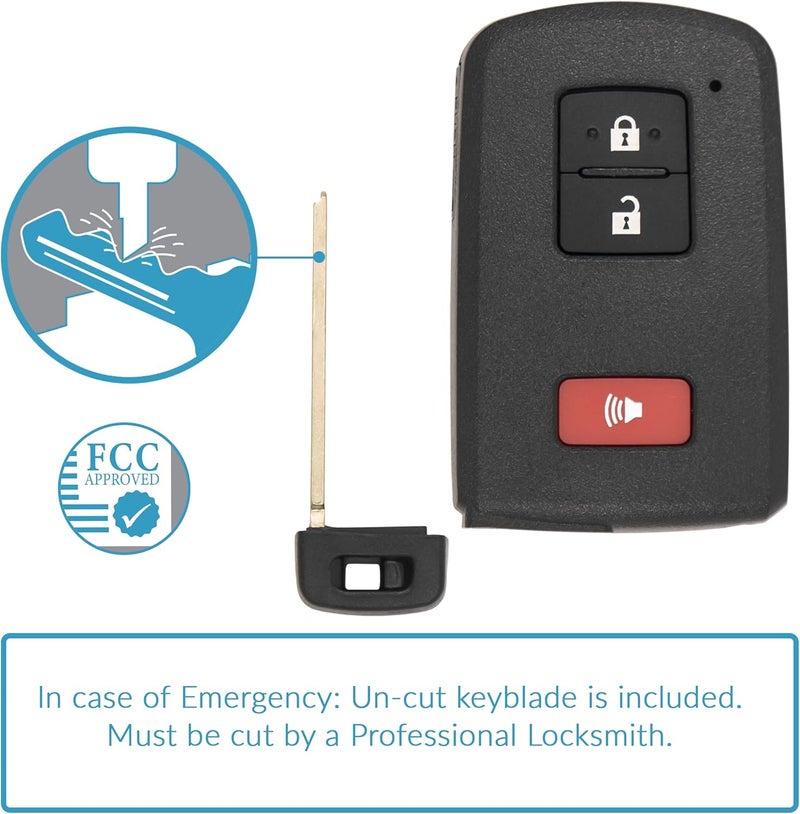 Keyless2Go Replacement 3 Button Smart Proximity Key for Toyota HYQ14FBA - Image 3