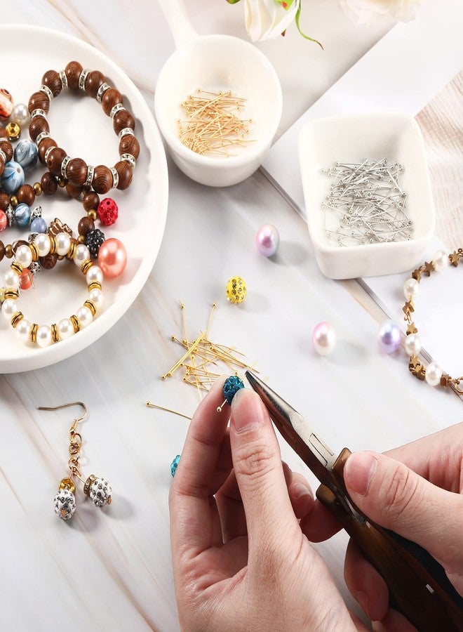 Mtlee 1000 Pieces Head Pins for Jewelry Making Silver Gold Jewelry Head Pins 16mm 20mm 25mm 30mm Ball Head Pins Needles Brass Long Craft Head Pins for Jewelry Making Bracelet Earring (Silver, Gold) - Image 3