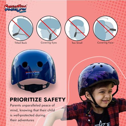 STREETJAM Kids Cycle Helmet Wild Riderz Open Face Helmet with Colour Shifting Technology, Hard Outer Shell, EPS Inner Comfort case, Adjustable Strap & Dial(5-8 Years, Blue(Gold, Red, Purple)) - Image 5