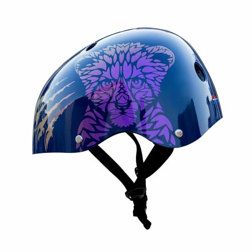 STREETJAM Kids Cycle Helmet Wild Riderz Open Face Helmet with Colour Shifting Technology, Hard Outer Shell, EPS Inner Comfort case, Adjustable Strap & Dial(5-8 Years, Blue(Gold, Red, Purple)) - Image 1