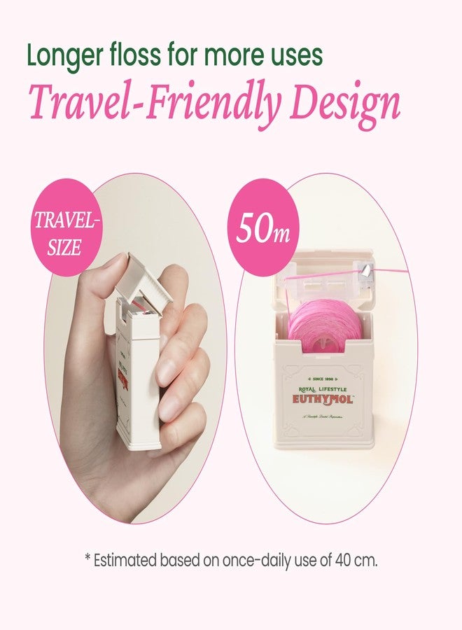 EUTHYMOL Pink Dental Floss (50m – Plaque Removal Woven Floss with Fresh Mint & Vegan Wax Coating, Slim & Tight Design, Ideal Travel Floss - Image 5