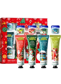 Charm Kiss 8Pcs Christmas Hand Cream Lip Balm Gift SetDeep Moisturizing Lip Mask Hand Lotion Cream Travel SetDeep Moisture Moisturize Lips Lubricate Hands for Women Mom Girls 