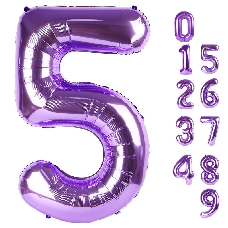 Mluchee Balloon Numbers 40 Inch 5 Ballon for 5th Birthday Decorations 15 25 35 50 Big Purple Number Balloons for Wedding Photo Shoot Party Decor - Image 2