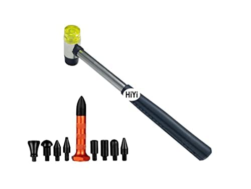 HiYi 10Pcs Dent Repair Tool Kits Paintless Dent Removal Tap Down Tools Dent Rubber Hammer with 9 Different Shaped Hammer Heads for DIY dent Repair on Cars - Image 1
