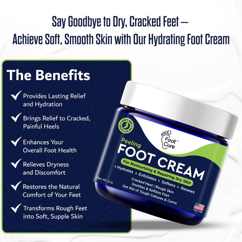 Foot Cure كريم القدم من زيت شجرة الشاي - مرطب لعلاج قدم الرياضيين للقدمين الجافتين والمتشققتين - إزالة الكعب والجلد الخشن، علاج أظافر القدم، تخفيف حكة السعفة - كريم للقدم، 2 أونصة (عبوة من 1) - Image 3