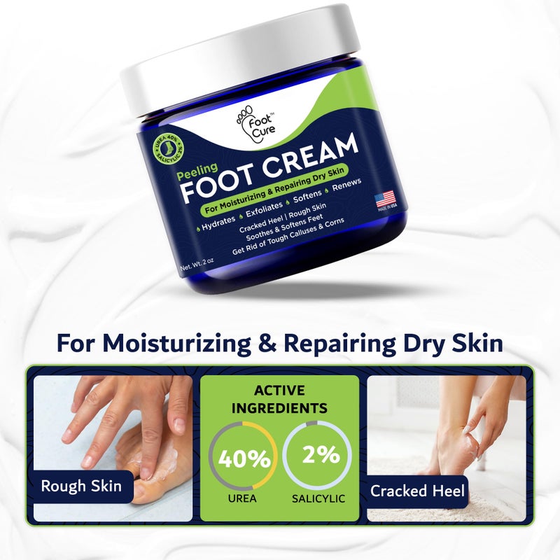 Foot Cure كريم القدم من زيت شجرة الشاي - مرطب لعلاج قدم الرياضيين للقدمين الجافتين والمتشققتين - إزالة الكعب والجلد الخشن، علاج أظافر القدم، تخفيف حكة السعفة - كريم للقدم، 2 أونصة (عبوة من 1) - Image 5