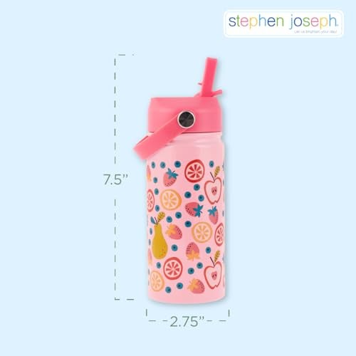 Stephen Joseph, 14oz Insulated Stainless Steel Water Bottle with Straw and Handle for Sports, Travel, and School, BPA-Free Sports Water Bottle, Butterfly - Image 2