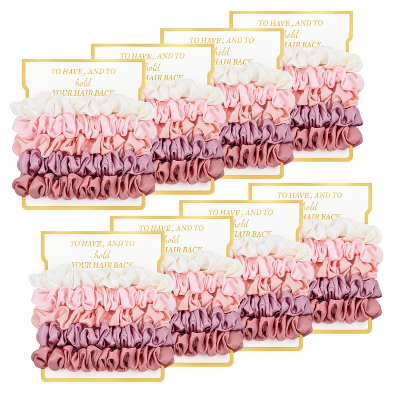 CEELGON 8 Pack Bridesmaid Gifts Satin Bridesmaid Scrunchies Soft Hair Ties Bachelorette Party Favors Hair Accessories for Women Bridesmaid Proposal Gift (Gradient Pink) - Image 1