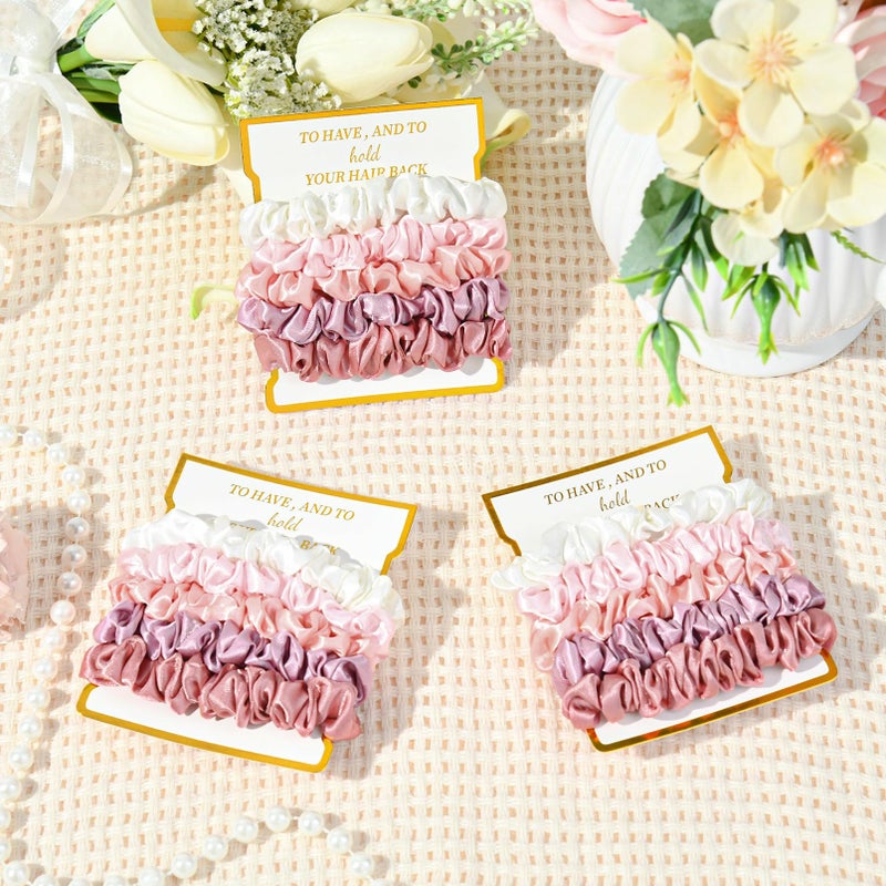 CEELGON 8 Pack Bridesmaid Gifts Satin Bridesmaid Scrunchies Soft Hair Ties Bachelorette Party Favors Hair Accessories for Women Bridesmaid Proposal Gift (Gradient Pink) - Image 4