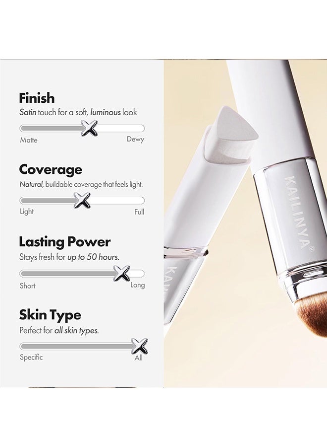 KAILINYA Blanc Cover Cream Stick V White - Korean Color-Changing Foundation Stick with Volufiline - Medium to Full Coverage Dewy Finish Base Makeup - Dual-Ended with Detachable Brush (203#DEEP) - Image 5