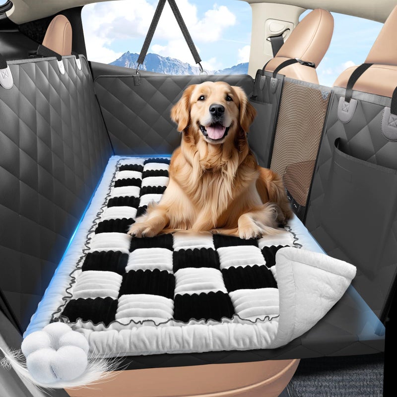 ROUWINNE Backseat Dog Bed Non-Slip, Dog Bed for Car Back Seat Soft and Comfortable, Back Seat Pet Bed Mat for Travel, Pet Car Blanket for Backseat Extender and Seat Covers Checkered (51â€X 23.5â€) - Image 1