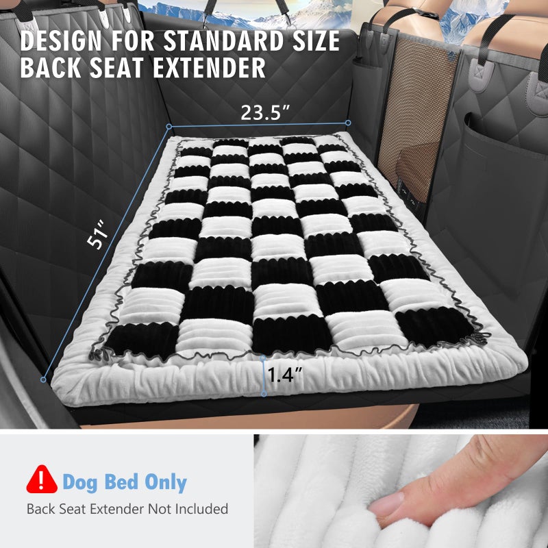 ROUWINNE Backseat Dog Bed Non-Slip, Dog Bed for Car Back Seat Soft and Comfortable, Back Seat Pet Bed Mat for Travel, Pet Car Blanket for Backseat Extender and Seat Covers Checkered (51â€X 23.5â€) - Image 5