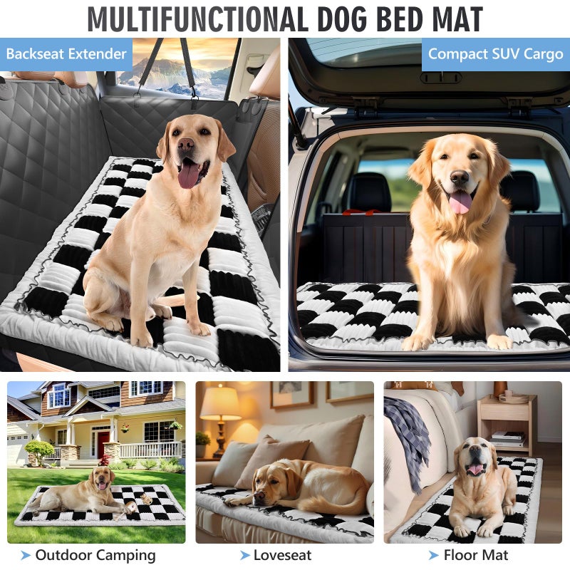 ROUWINNE Backseat Dog Bed Non-Slip, Dog Bed for Car Back Seat Soft and Comfortable, Back Seat Pet Bed Mat for Travel, Pet Car Blanket for Backseat Extender and Seat Covers Checkered (51â€X 23.5â€) - Image 4