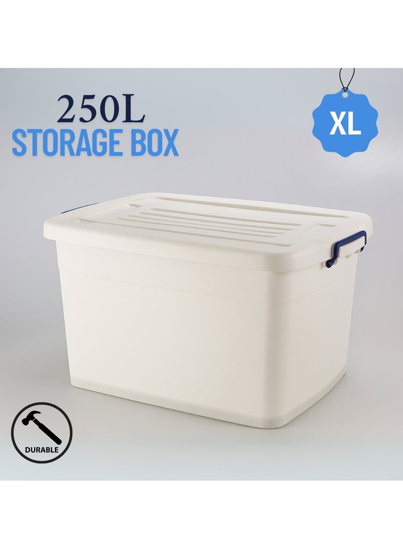 Marcolo Plastic Storage Box Large 250L Extra-Large Organizer with Locking Lid & Handles Durable & Weatherproof for Home, Garage & Warehouse - Image 4