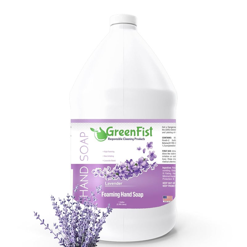 GreenFist Foaming Hand Soap Refills Lavender Scent Jug Foam Refill Made in USA 128 ounce 1 Gallon
